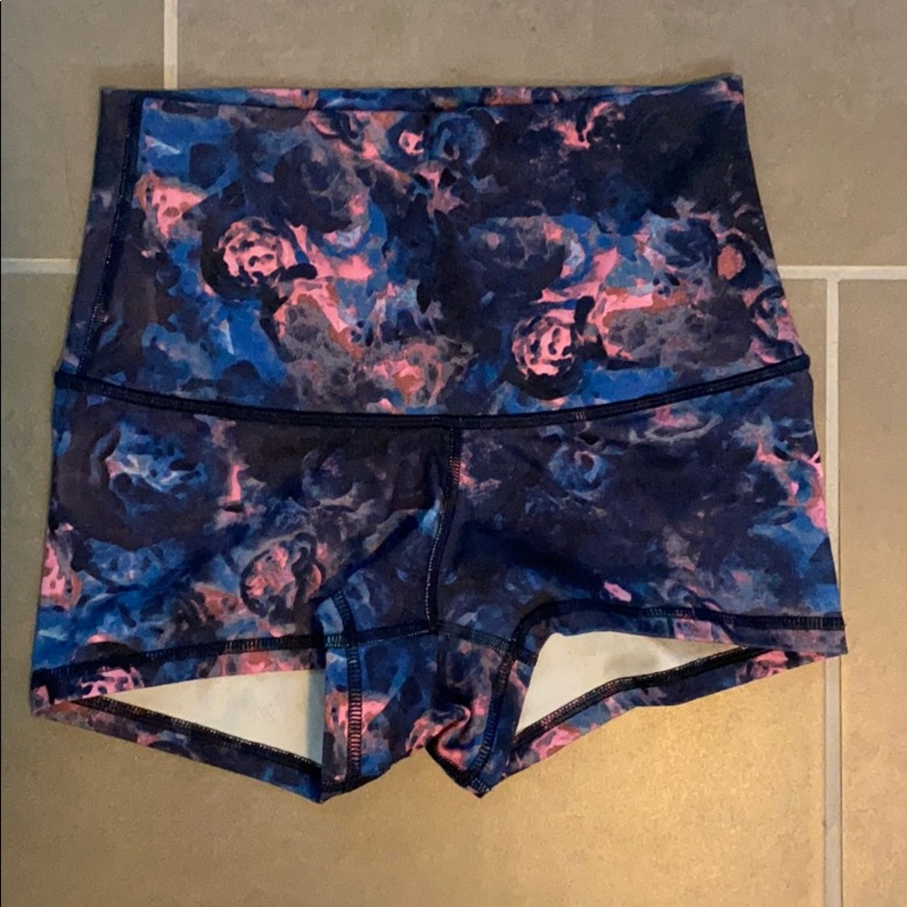 Floral painted Lululemon shorts